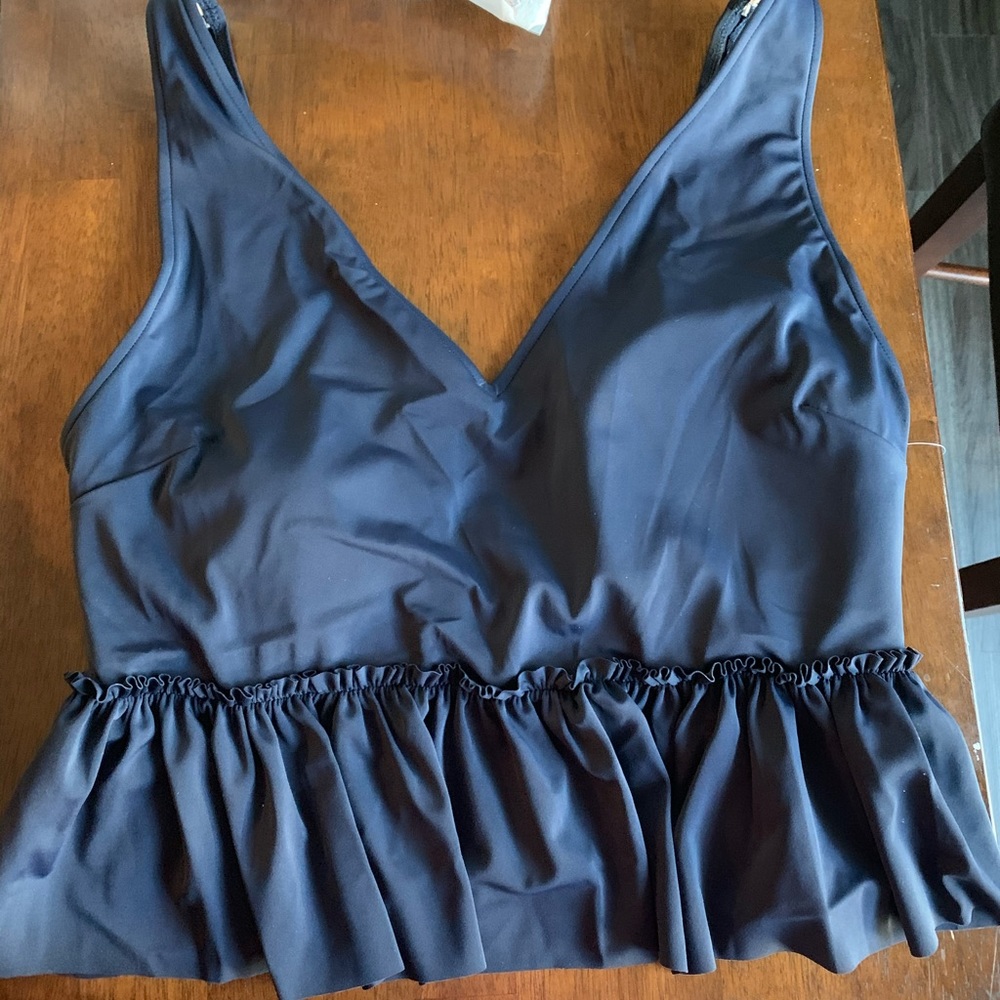 Kortni Jeane Navy Peplum Top Sz XL